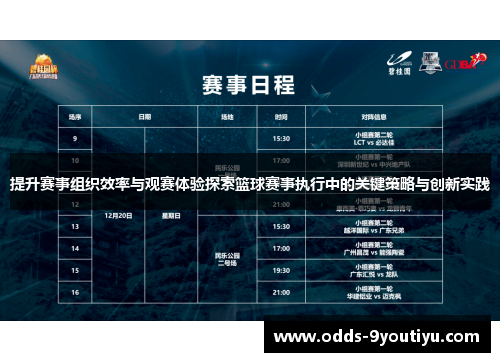 提升赛事组织效率与观赛体验探索篮球赛事执行中的关键策略与创新实践